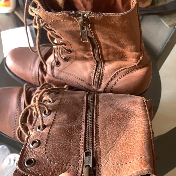 STEVE MADDEN BOOTS: red/deep pink color. stylish with laces; wear with zips - Picture 8 of 15